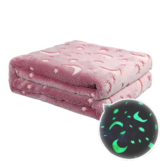 Двухстороннее фланелевое светящееся одеяло со звездами, луной и динозаврами, светящееся в темноте одеяло, термоодеяло