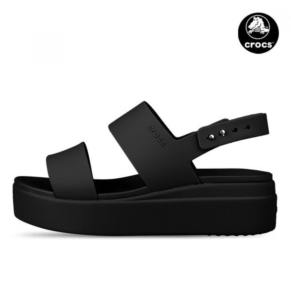 Crocs Женские босоножки-тапочки Brooklyn на низком танкетке и толстом каблуке, черные 206453 060