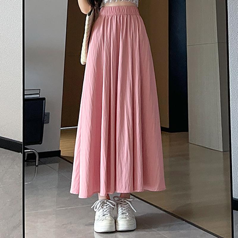 2025 Новая летняя юбка с высокой талией, женская юбка-зонтик А-силуэта, длинная плиссированная юбка, абрикосовая юбка Yamamoto