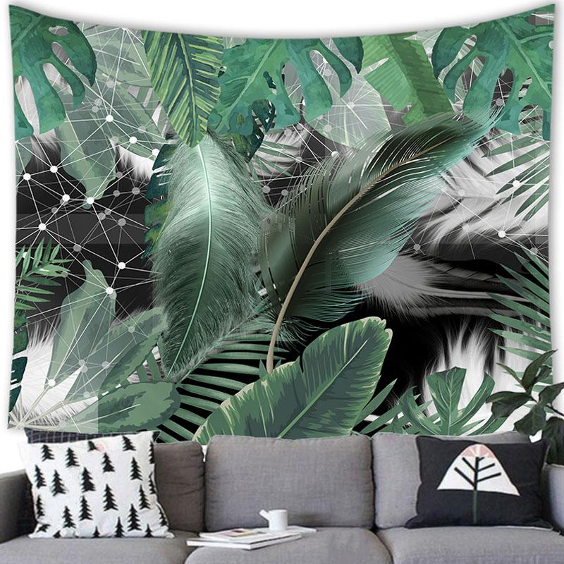 Тропическое растение, зеленый лист, гобелен, садовый фон, богемный большой тканевый настенный декор для дома, гостиной, комнаты