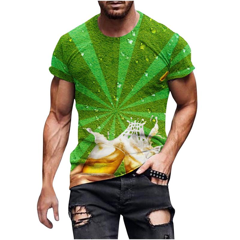 Забавная пивная 3D-печатная футболка для мужчин, летние футболки с коротким рукавом и круглым вырезом, топы, стильные футболки высокого качества в стиле Харадзюку