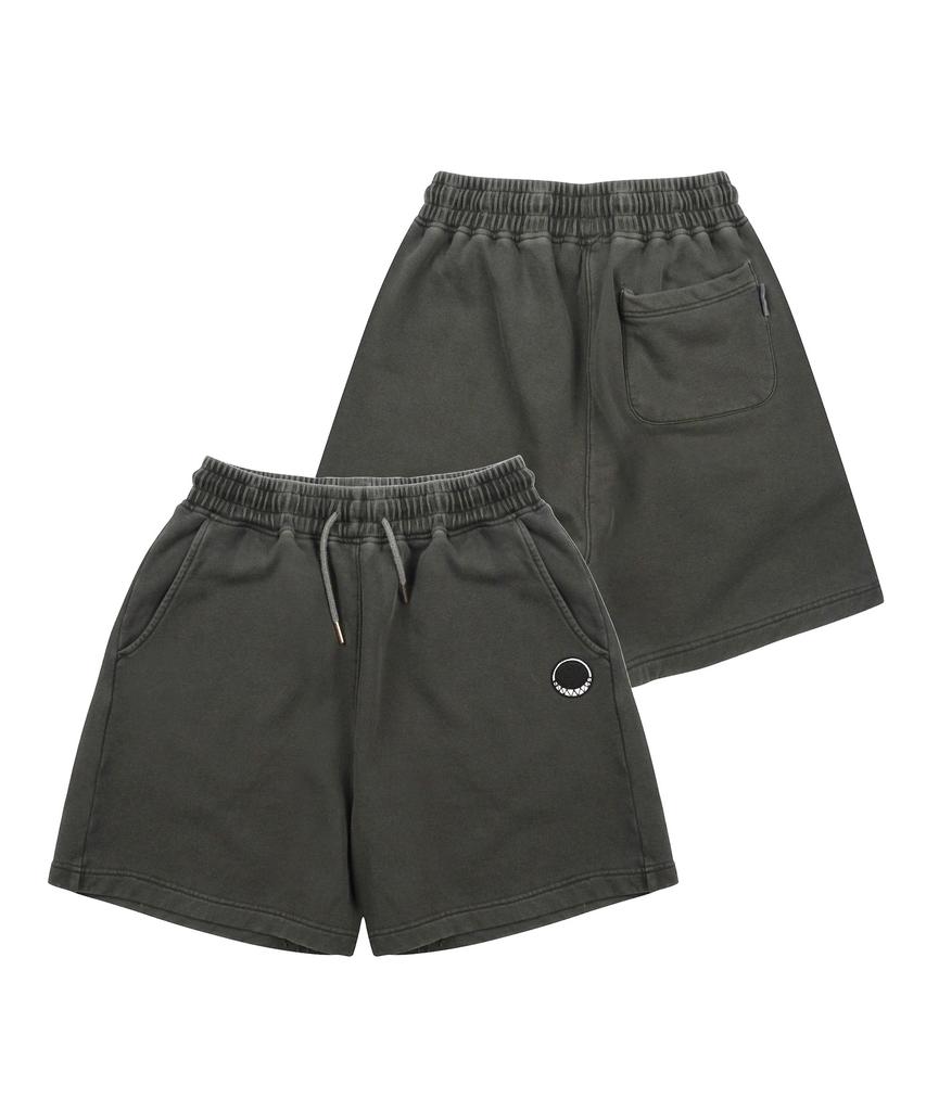 WHATHEPUCK P Logo Pigment Washed Shorts Charcoal
