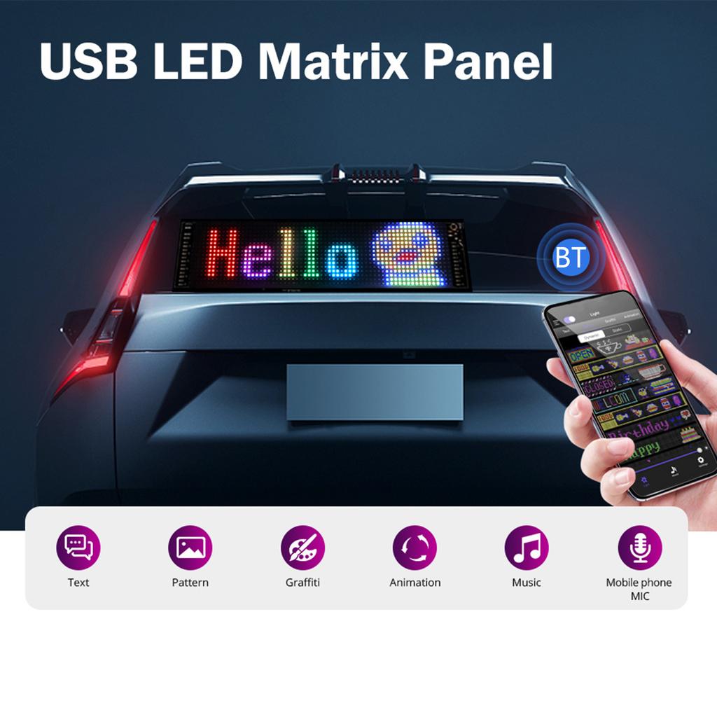 LED Pixel Panel Scrolling Advertising Car Rear Window Signs Flexible Addressable USB 5V Scrolling Text Animation Display