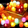 24 Pcs LED Tea Lights Candles Heart Shaped Flameless Flickering Candles Battery Operated Electric Tealight Candles for Valentine's Day Wedding