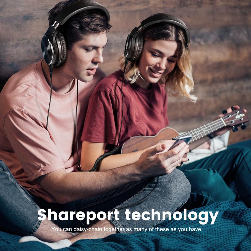 Wired Headphones, Over Ear Headphones with Noise Isolation Dual Jack Professional Studio Monitor & Mixing Recording Headphones for Guitar Keyboard PC