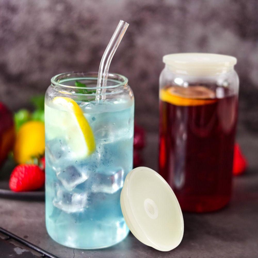 Reusable Glass Cup Straw Cover Plastic Sealing Leak Proof Cup Cover New Glass Cup Lids