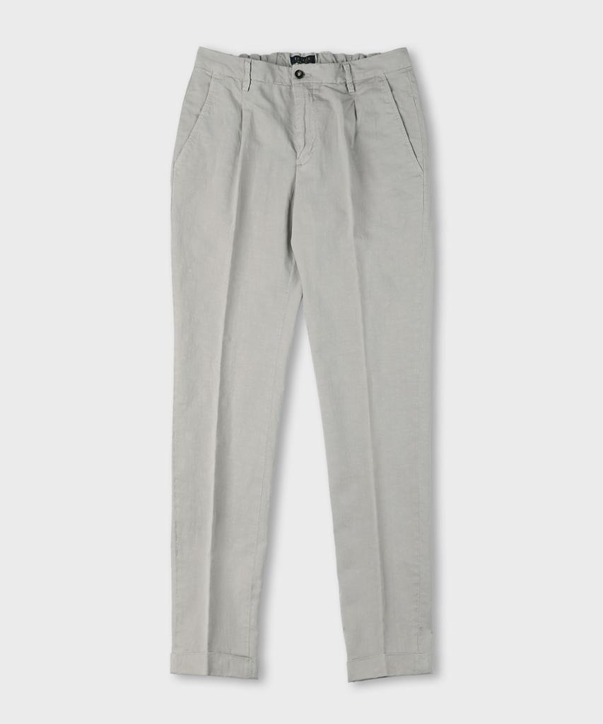 PANICALE Linen Blend Elastic Waist Pants [Gray]