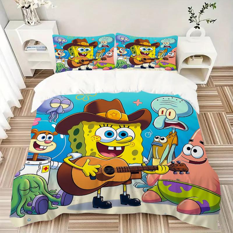 3Pcs Spongebob'S Musical Adventure Bedding Sets For All Sizes New 3D Printed Bed Cover Comforter Duvet Cover Pillowcase Bedroom Decoration