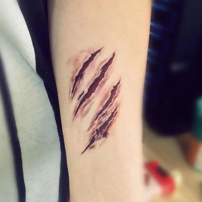 3D шрам дизайн небольшой узор наклейка Хэллоуин водонепроницаемая временная татуировка боди-арт мужчина женщина ребенок поддельные