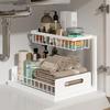 Under Sink Organizer, Pull Out Cabinet Organizer 2 Tier Slide Out Sink Shelf Cabinet Storage Shelves, 1 Pack