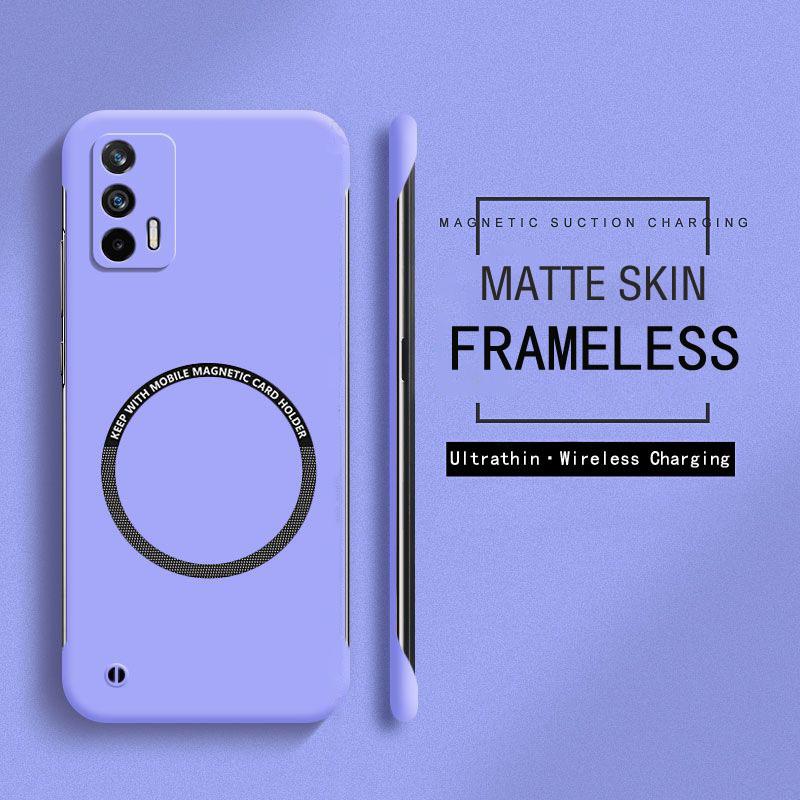 Безрамочный Магнитный Тонкий Чехол для Oppo A15 A16 A17 A52 A53 A53S A54 A74 A94 Беспроводная Зарядка Жесткий ПК Матовый Задний Чехол