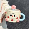 Couple Ceramic Water Cup Household Mug with Lid Cup Office Cute Pair Birthday Gift Souvenir Cup