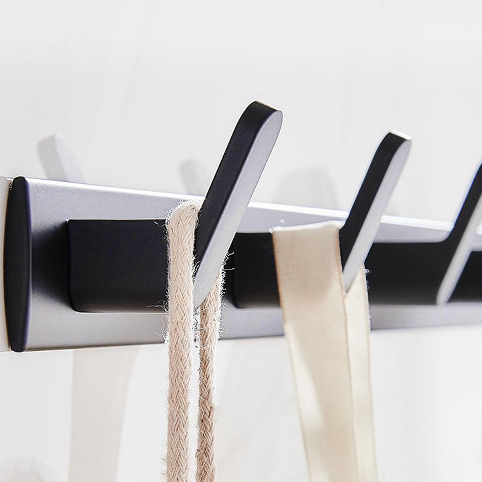 Алюминиевый крючок для халата, матовый золотой, белый, черный, креативный, 3, 4, 5, 6 рядов, настенный крючок для ванной, кухни, домашнего декора, держатель для ключей для полотенец