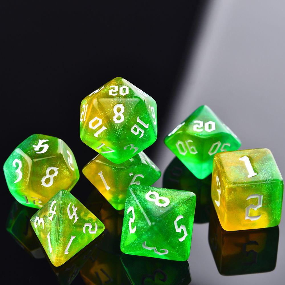 Семейный набор игральных костей в двух тонах с резным узором, набор игральных костей с переливающимся блеском, многогранные игральные кости 7 штук