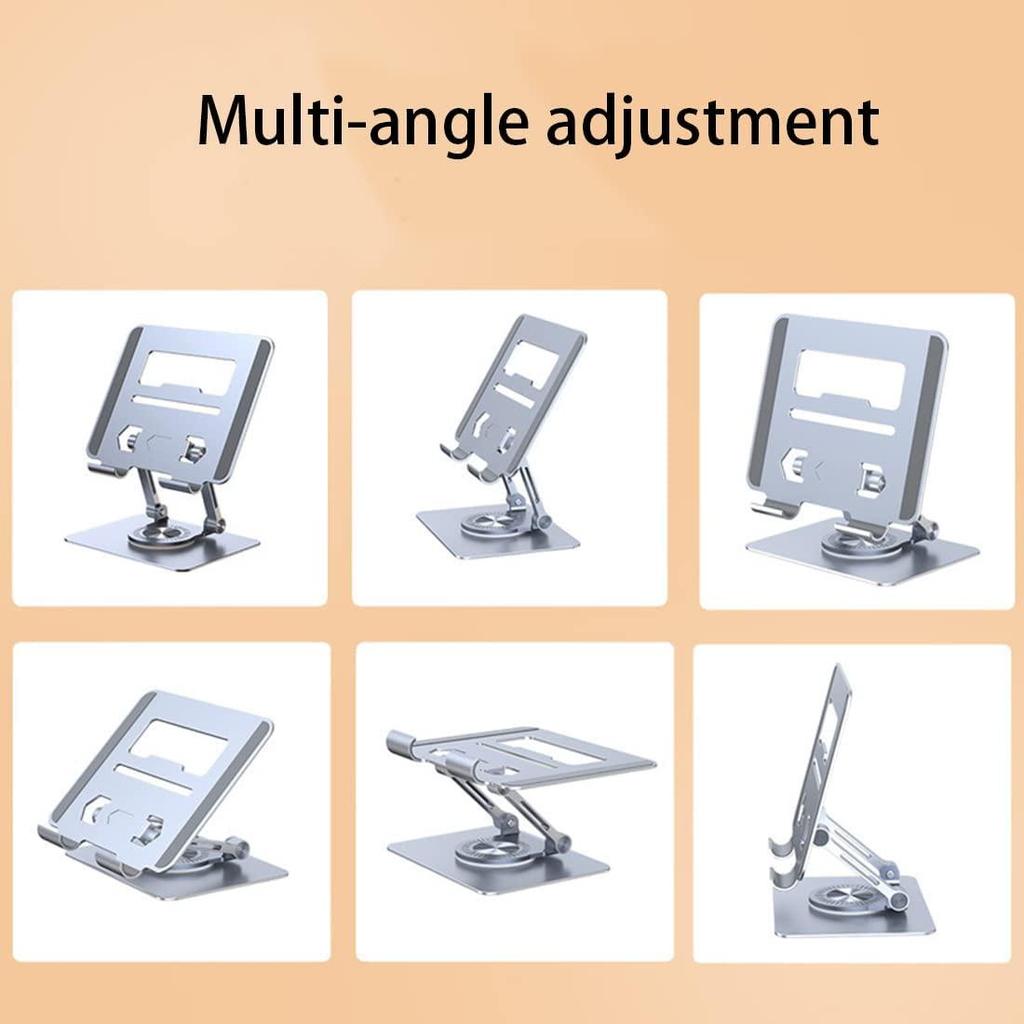 Регулируемая подставка для планшета из алюминиевого сплава, вращающееся на 360 ° основание, эргономичный складной и портативный держатель для планшета для ноутбука до 17 дюймов