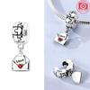 Jigsaw Heart Clip Pendant Rabbit Robot Charm 925 Silver Bead Fit Bracelet Women Accessory Valentines Fine Gift Jewelry