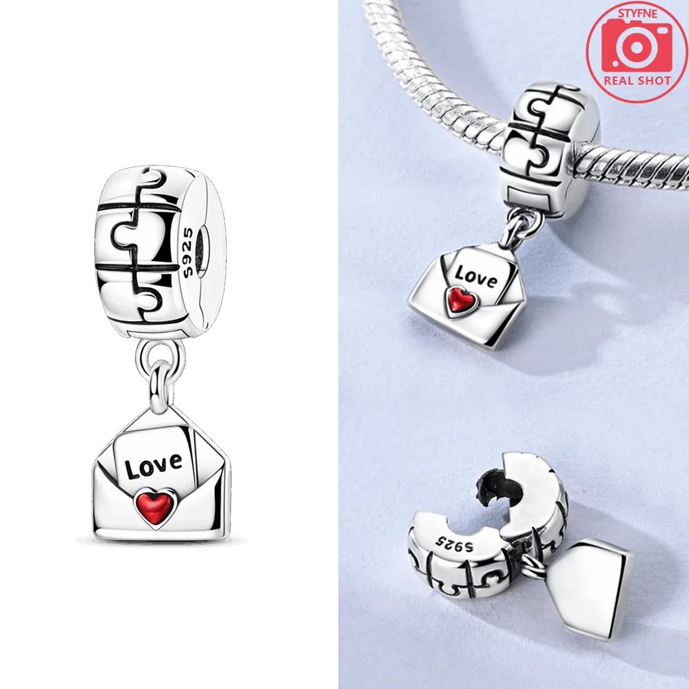 Jigsaw Heart Clip Pendant Rabbit Robot Charm 925 Silver Bead Fit Bracelet Women Accessory Valentines Fine Gift Jewelry