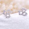 Clover Earrings for Women, Micro-set Diamond Flowers, Simple Hollow Petals, Love-shaped Earrings, Light Luxury Accessories