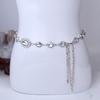 Metal Waist Chain, Women'S Summer Dress With Big Diamonds, Silver Elegant Waist Accessories, Belt, Red Seal.