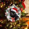Hanging Cat Dog With Santa Hat Pendant Acrylic Christmas Tree Ornaments  Xmas Gifts
