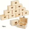 10pcs Unpainted Wooden Boxes for Crafts, Party Favors for Birthday Parties, Treasure Chest with Lid and Clasp, Pirate Decorations