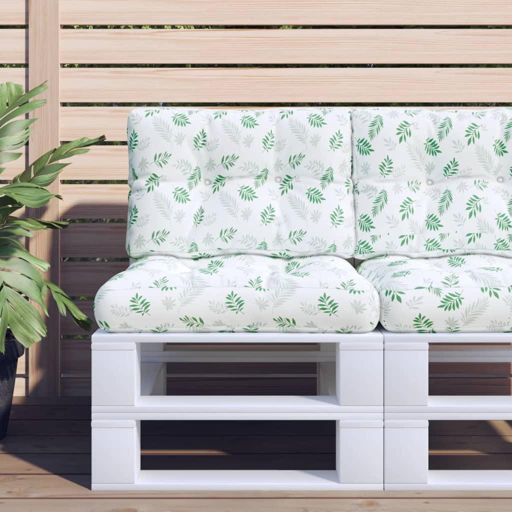 2 Piece Pallet Cushions Leaf Pattern Fabric