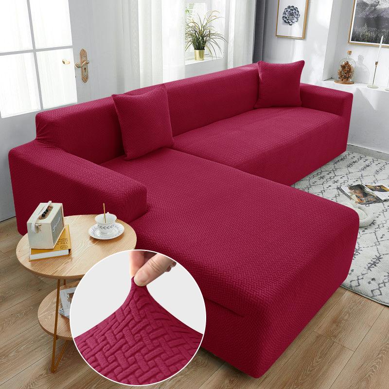 Jacquard Stretch Sofa Slipcover Spandex Elastic Sectional Sofas Covers for Living Room Chaise Longue Couch Cover 1/2/3/4-seater