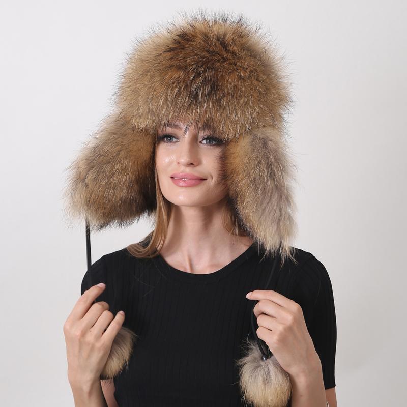 Русская зимняя меховая шапка женская из натурального меха лисы пушистая теплая уличная снежная шапка