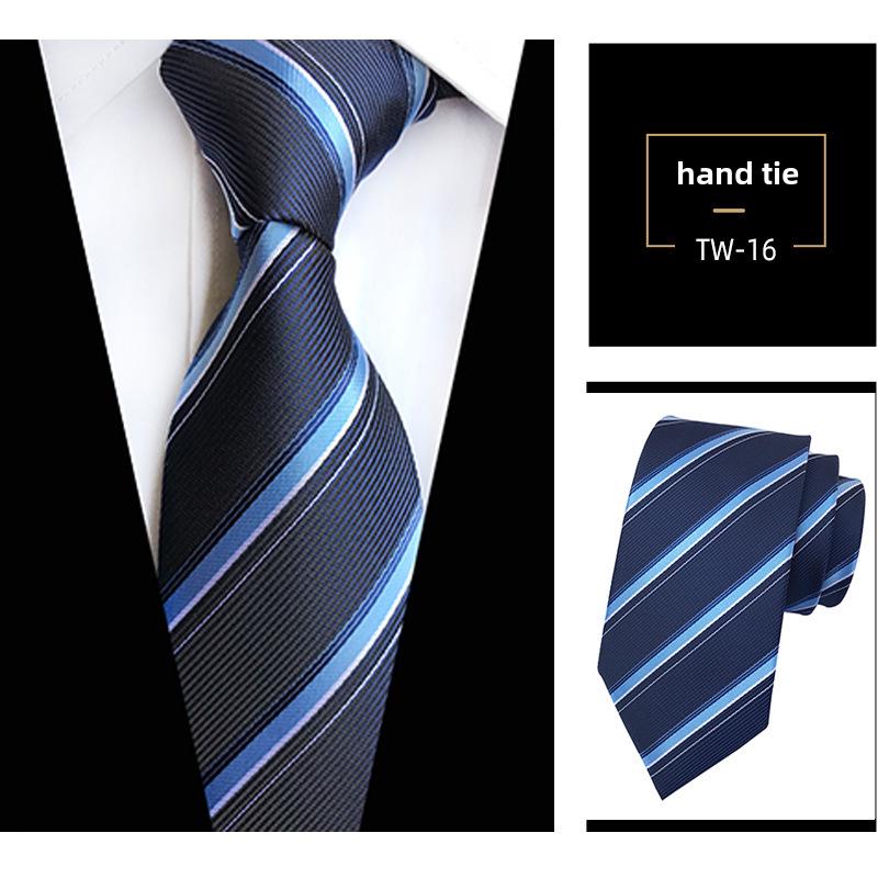 Мужская темно-синяя полосатая рубашка в деловом стиле с галстуком ручной работы для деловых встреч или собеседований