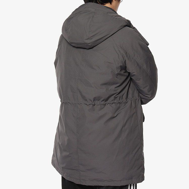 adidas Мужские пуховики Серый с капюшоном Умеренный пуховик DM1940