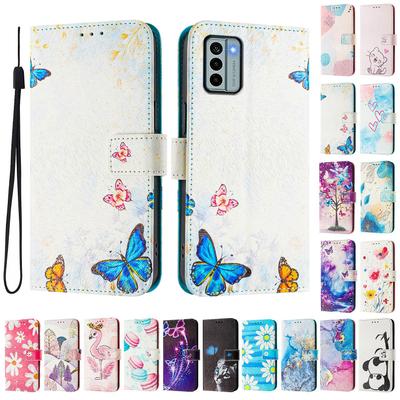 Роскошный кожаный чехол-книжка Butterfly Family с росписью для Nokia C12, C32, C02, C22, G22, G11 4G, G21, G42, G10, G20, C10, C20, HMD Pulse...