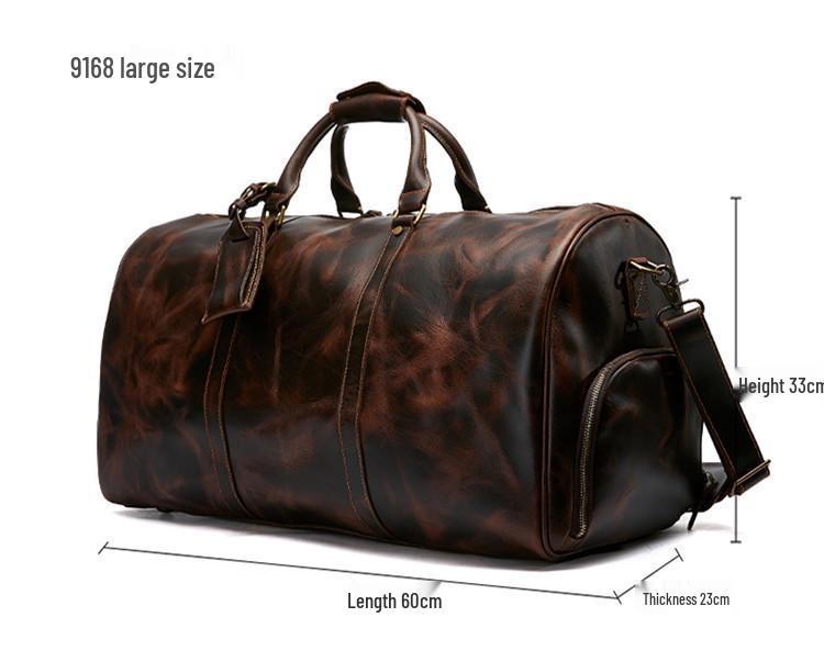 Мужская кожаная дорожная сумка с отделением для обуви - Винтажная кроссбоди ручная кладь