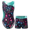 Kids Girls Gymnastics Yoga Dance Sport Sets Fancy Print Leotard and Shorts Dancewear Outfits