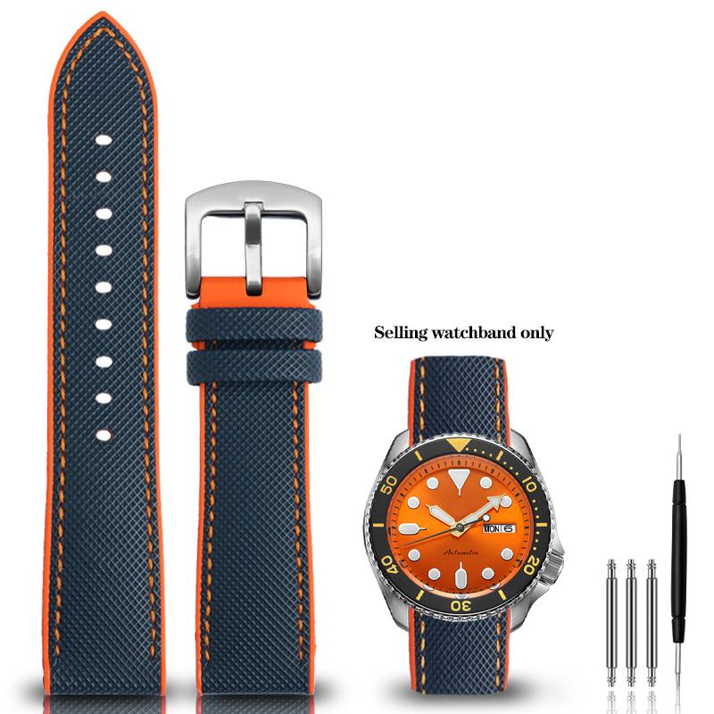 20 мм 22 мм Браслет Нейлон Силикон Снизу Часовой Ремешок для Серии Seiko PROSPEX Omega SEAMASTER 300 Холст Резина Спортивный Ремешок