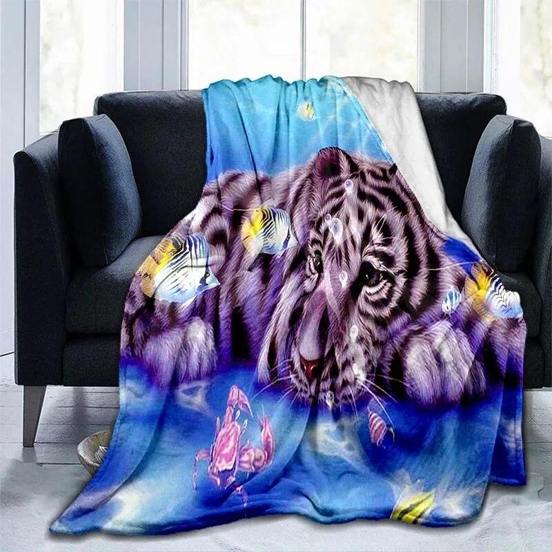 Фланелевое одеяло с рисунком тигра и животного, покрывало для дивана, мягкое теплое одеяло для взрослых, дорожное одеяло, охлаждающее одеяло