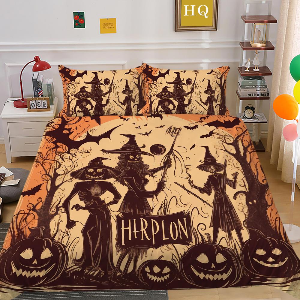 3D Halloween Home Bedding Set Terrorist Atmosphere Decoration Quilt Cover Pillowcase Set AU/DE/EU/US Full Size Soft Bedroom Decoration