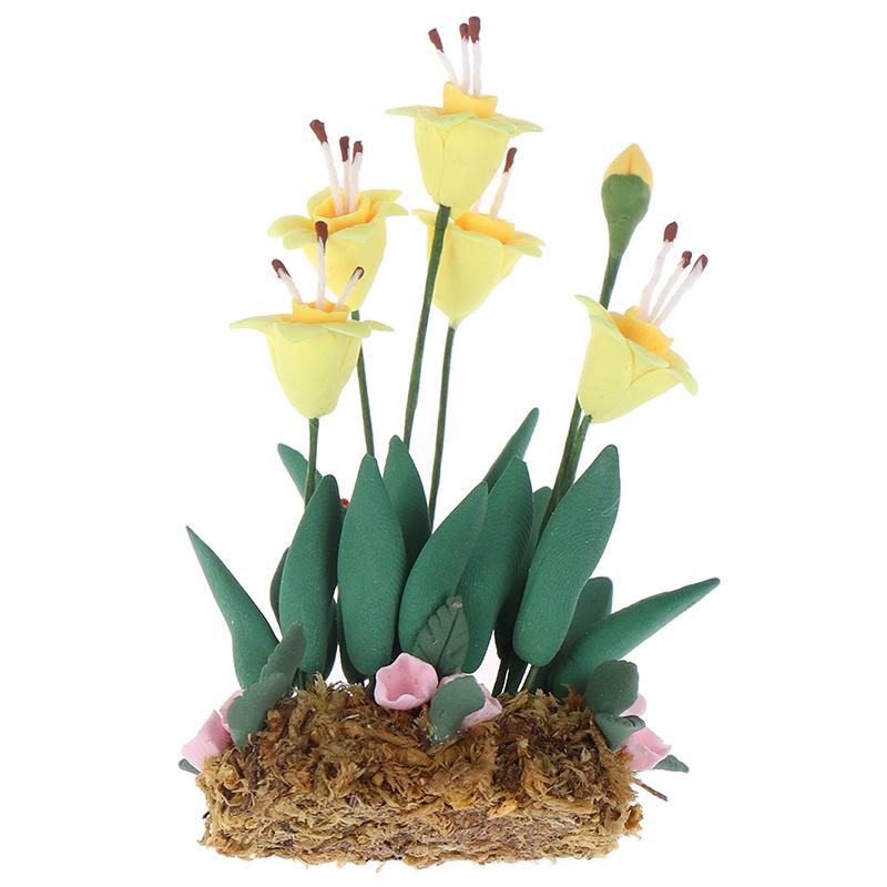 Mini Flower Potted For Green Plant In Pot Simulation Plants 1:12 Dollhouse Miniature Doll House Furniture Home Decoration