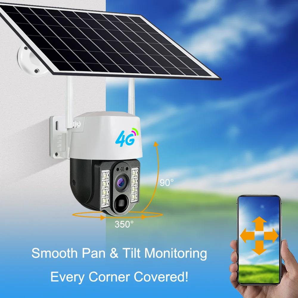 LS VISION Солнечная камера 4G/Wifi Sim Уличная Двойной объектив PIR Обнаружение человека Беспроводная камера Питание от энергии Видеонаблюдение Защита домашней безопасности Монитор