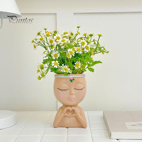 Цветочный горшок в виде лица в стиле Love Girl Head Plant Pot Small Lady Face Planter для суккулентных комнатных и уличных растений, центральный элемент рабочего стола для гостиной