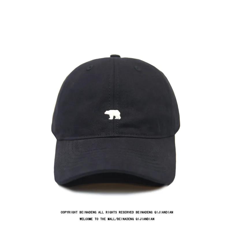 Fashion Baseball Cap for Women and Men Embroidery Polar Bear Hip Hop Snapback Caps Cotton Sun Hats Unisex Solid Color Visor Hats