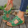 Fashion Platform Wedge Cool Drag Women's Round Head Open Toe Metal Buckle Cutout Breathable Non-Slip Wear-Resistant Flip-Flop