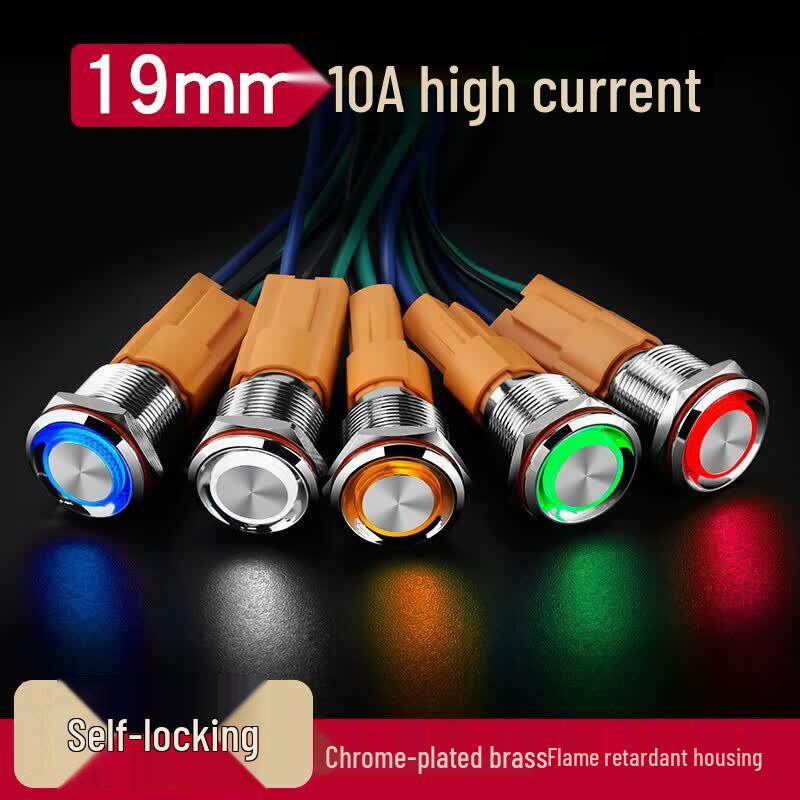 19mm 10A Metal Button Switch with Ring LED