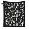 Washable Velvet Throw Blanket Halloween DIY Coloring Blanket, with Ghost Patterns, Color Your Cozy Bed for Creative Adults Own And Kids, Home