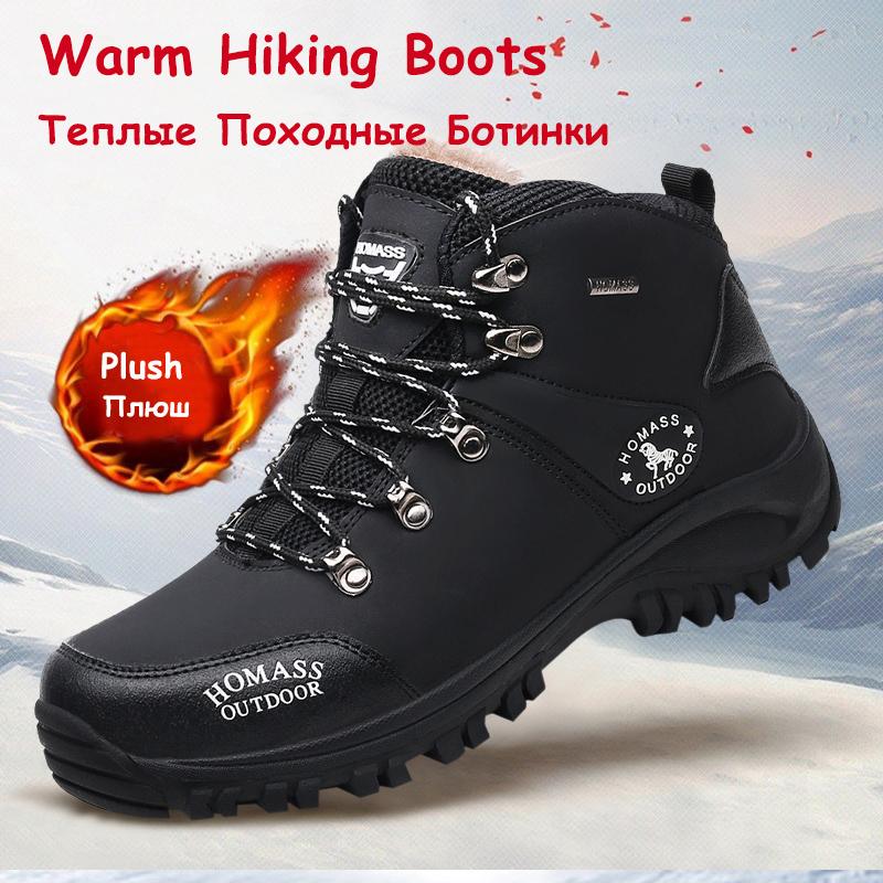 Men's Hiking Boots Warm Waterproof Boots Outdoor Sports Shoes Winter Snow Boots for Men