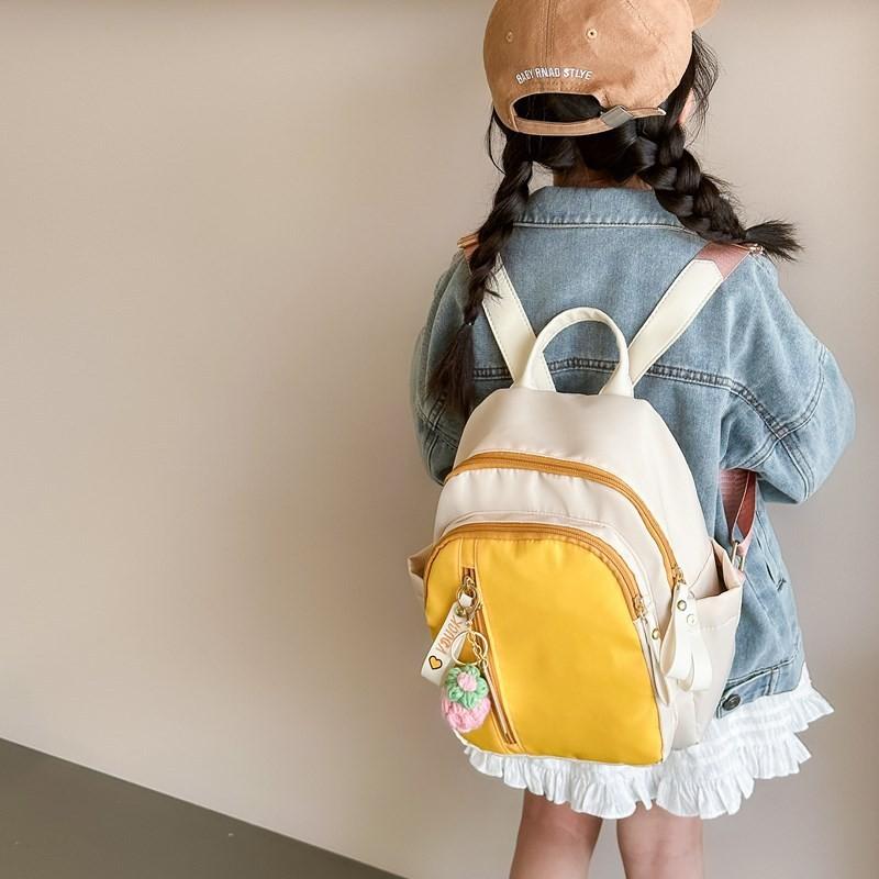 Nylon Casual Colorblock Backpack For Kids School Education With Padded Straps