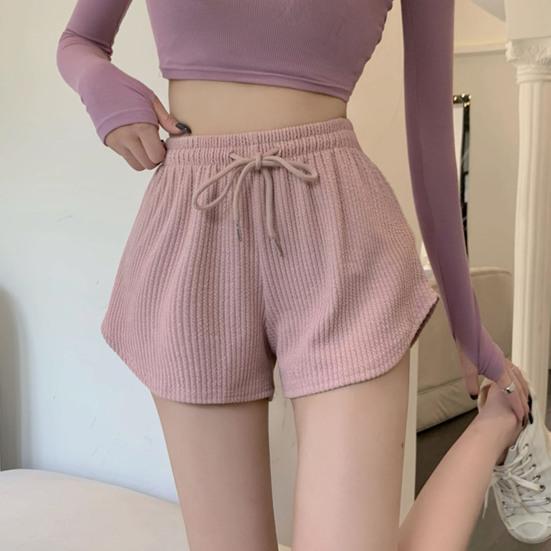 Женские летние шорты с завязками, высокой эластичной резинкой на талии, однотонные, трапециевидные, мягкие дышащие тонкие свободные пляжные спортивные шорты для бега