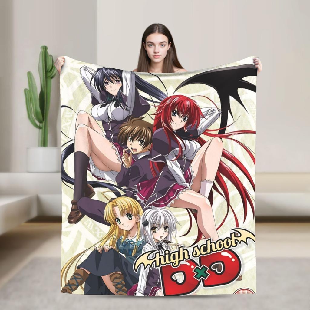 High School DxD Flannel Blanket Anime Super Warm Throw Blanket for Living Room Decorative Funny Bedspread Sofa Bed Cover