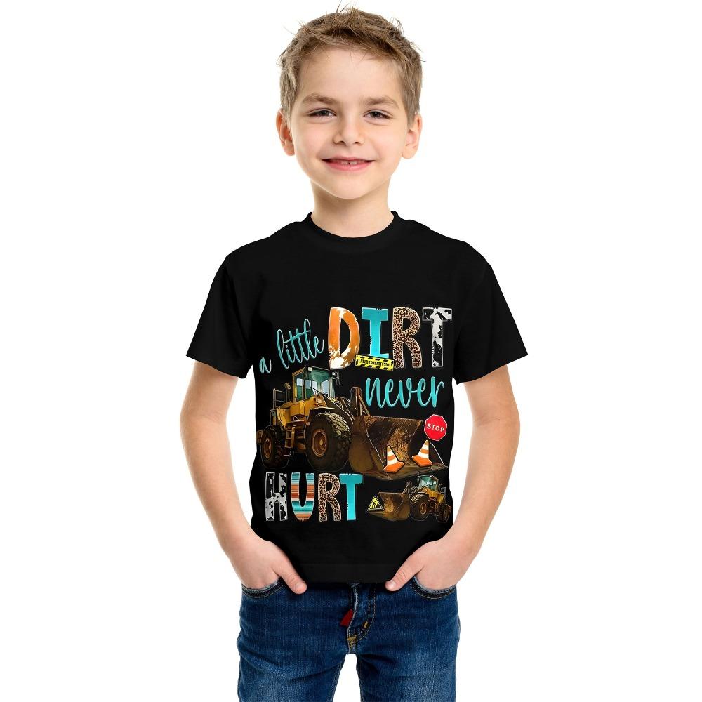 Children's Halloween Shark Pumpkin Printed Boys' T-shirt Short Sleeve Cartoon Pattern T-shirt Round Neck Children's Clothing