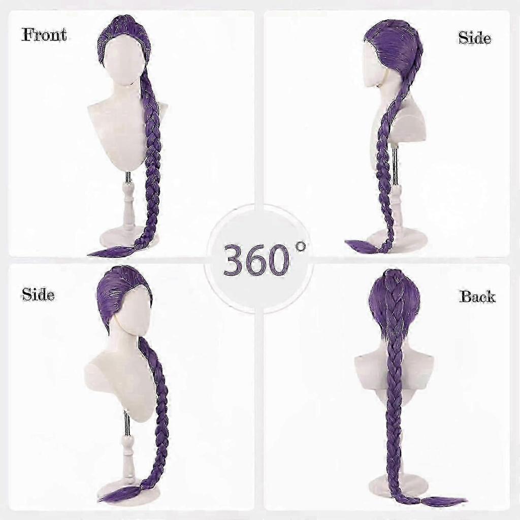 Demon Hunters Costume Wigs Cosplay for Kids, Rumi Costume Wigs Purple Braids Wig Halloween Cosplay Props, Anime Cosplay Wig