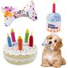 Dog Cake Toy Colorful Candles Bite Resistant Creative Funny Dog Gift Soft Plush Dog Birthday Cake Toy Embroidered Bone Dog Chew Toy Pet Supplies